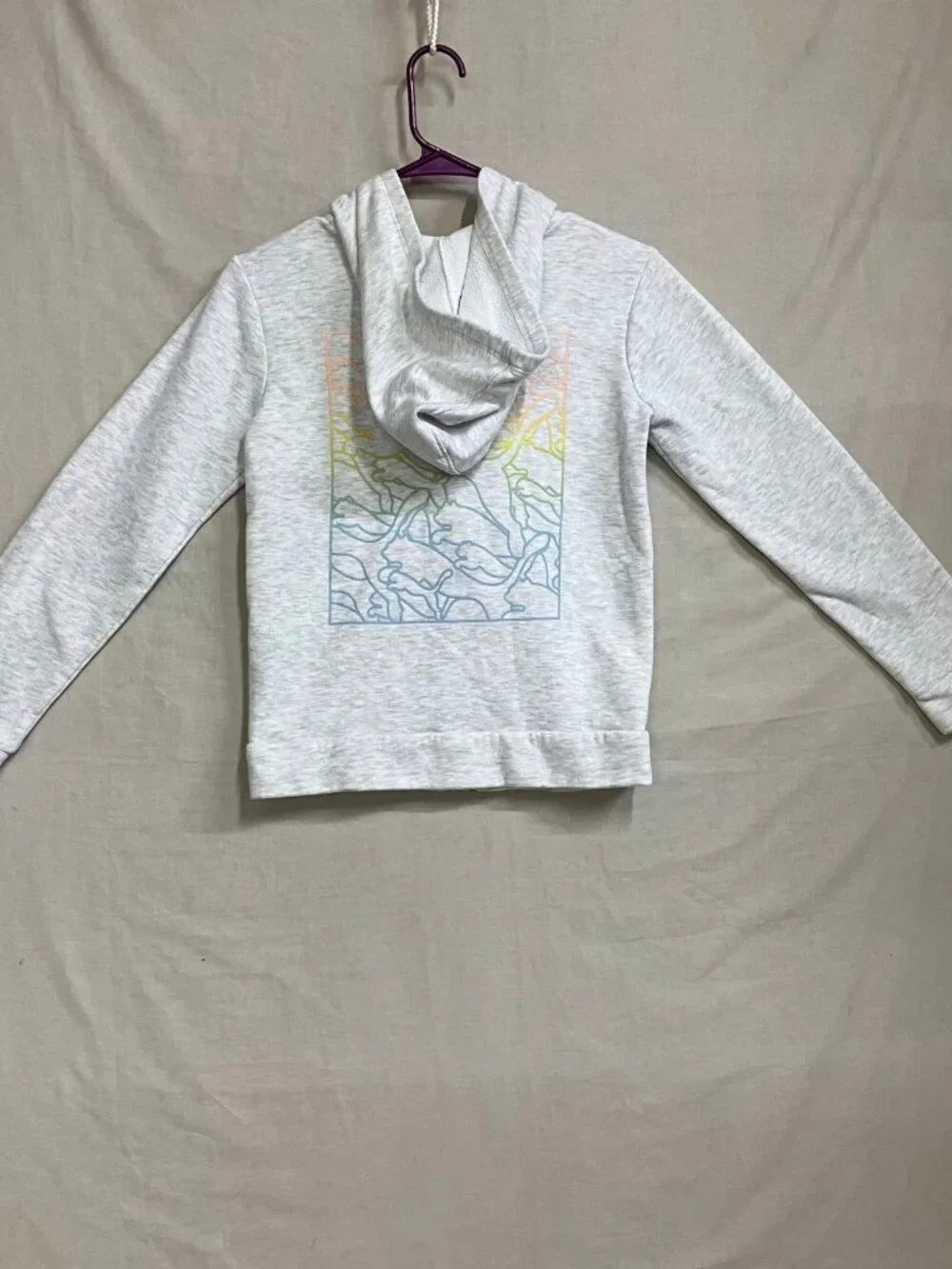 PUMA Sweatshirt Hoodie Kids Girls Large Gray Fleece Zip Up Lined Long Sleeves